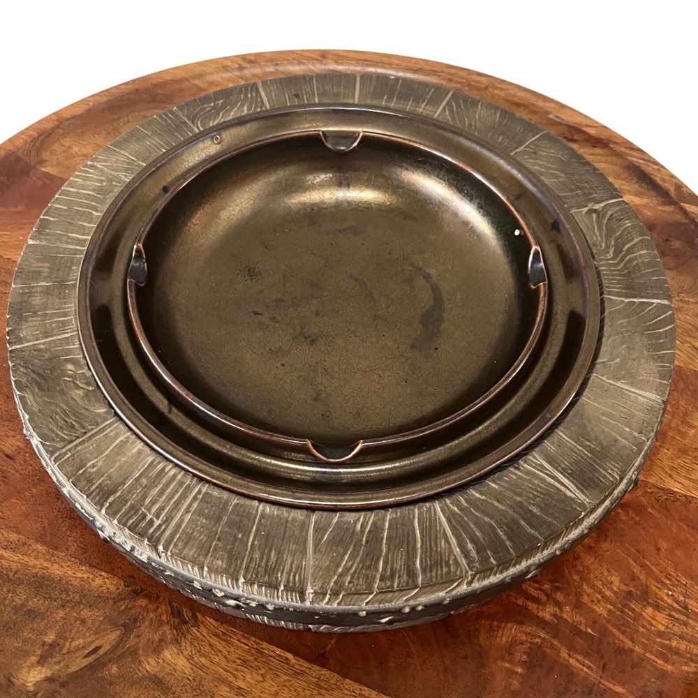 Vintage "Anthony"Mcfarlane‎ California Pottery Ashtray  Wood grain